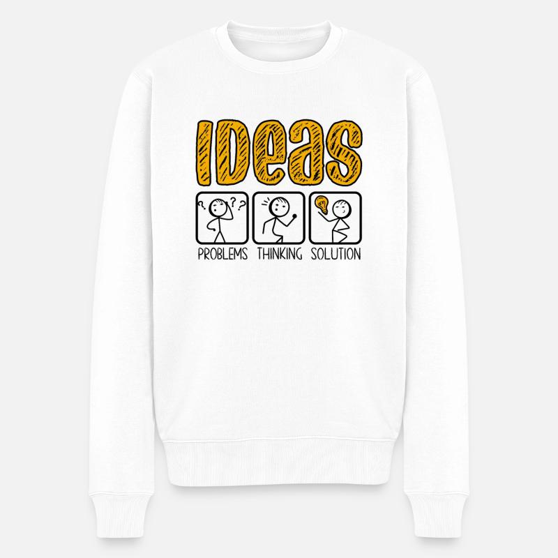 Problemdenken Strichmännchen Lösungsdenker - Männer Premium Bio Pullover - Weiß