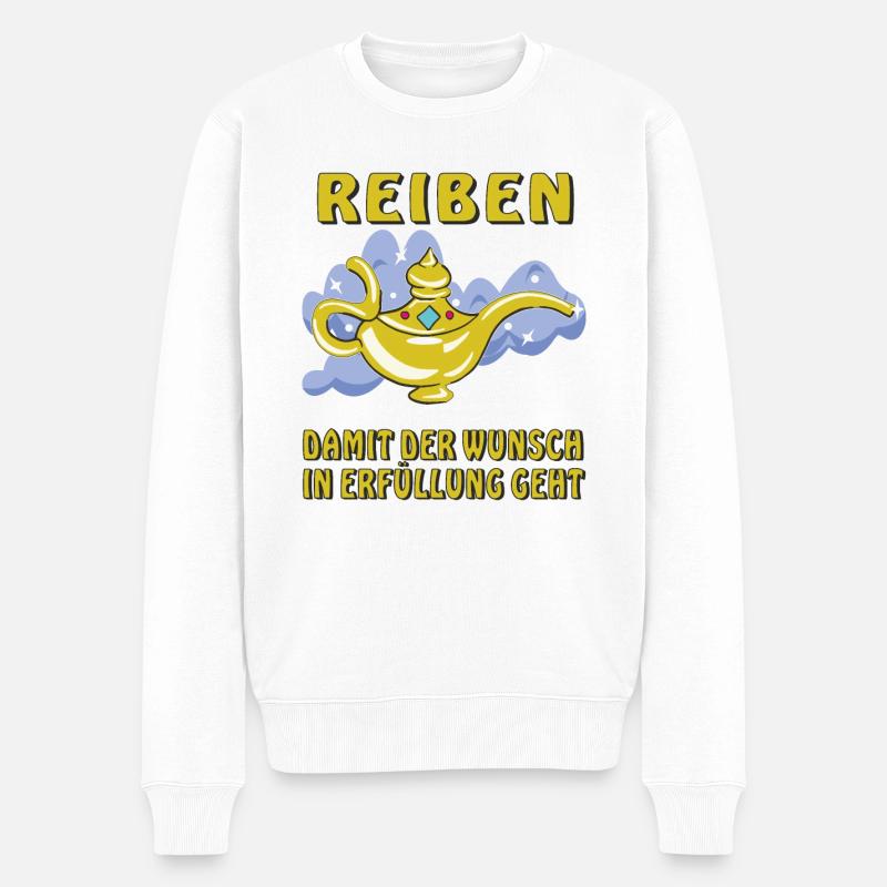 OELLAMPE REIBEN - Männer Premium Bio Pullover - Weiß