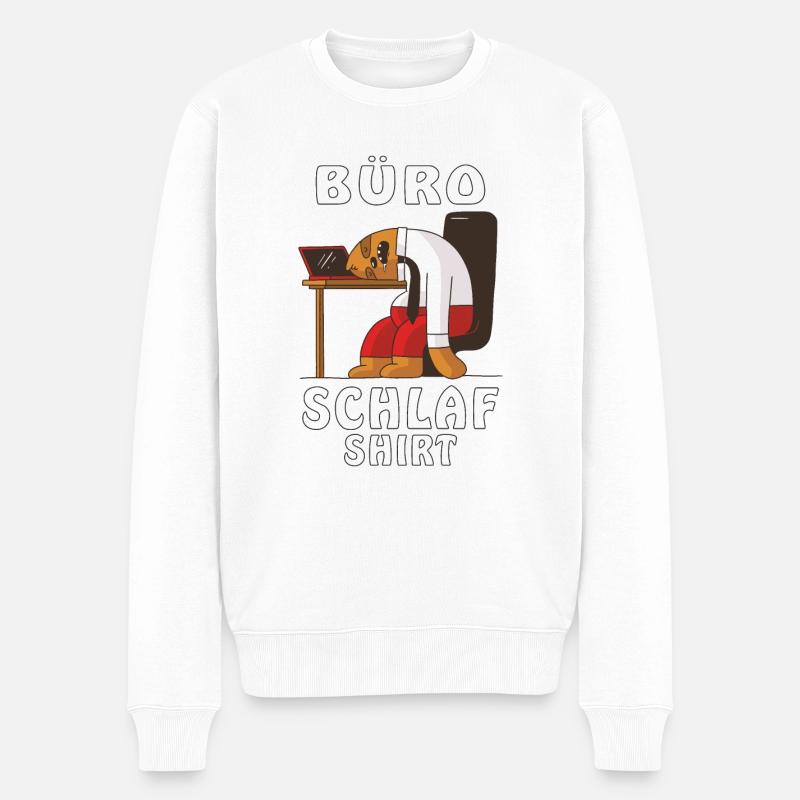 BÜRO SCHLAF SHIRT - Männer Premium Bio Pullover - Weiß