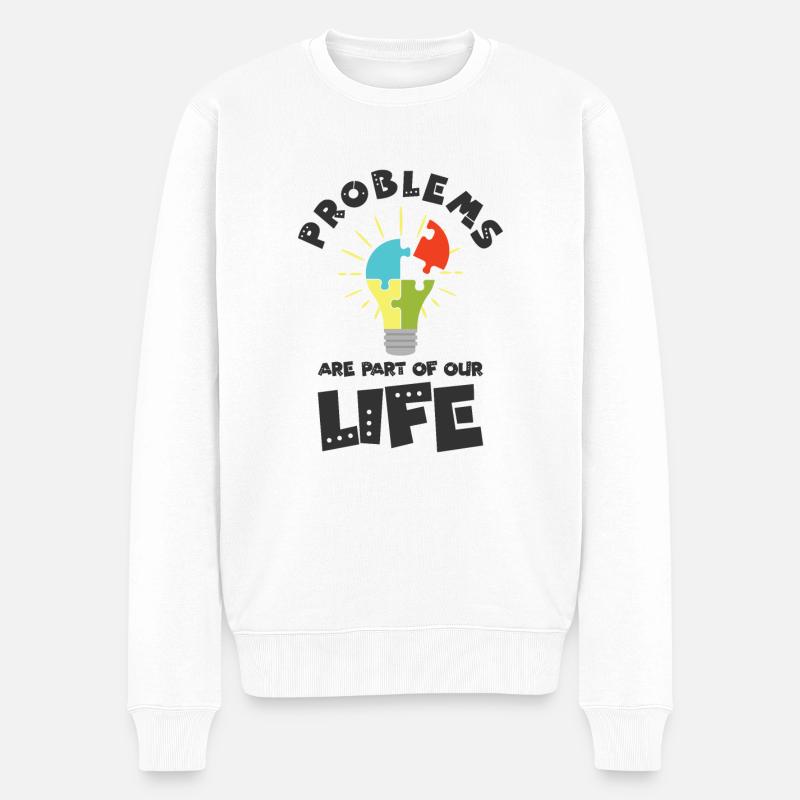 Problème Personnes optimistes Positif - Pull Premium bio Homme - blanc