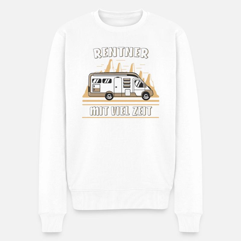 WOHNMOBIL RENTNER MIT VIEL ZEIT - Männer Premium Bio Pullover - Weiß