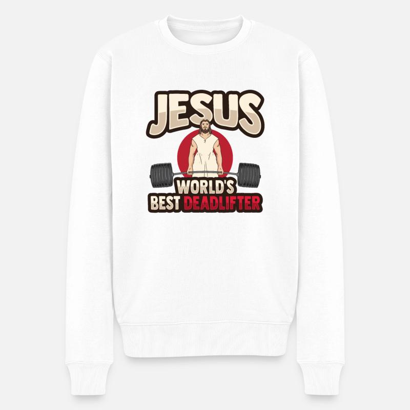 Jésus Haltérophilie - Pull Premium bio Homme - blanc