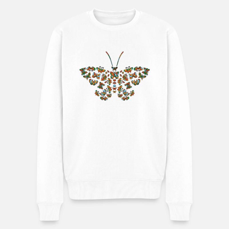 Papillon céleste de vitrail mystique - Pull Premium bio Homme - blanc
