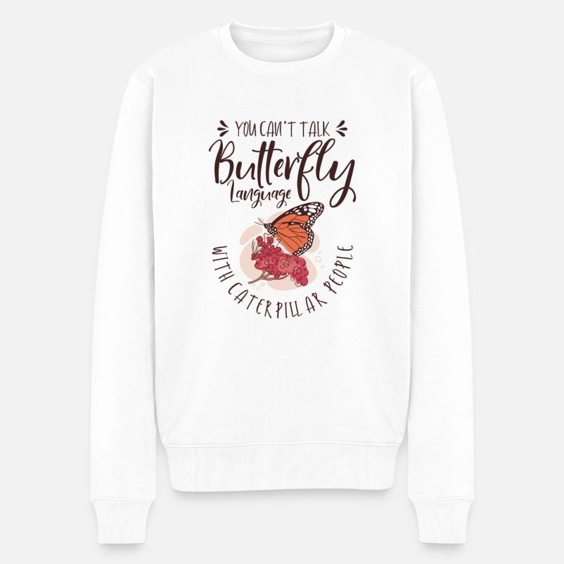 Himmlische Kunst Schmetterling Sprechendes - Männer Premium Bio Pullover - Weiß