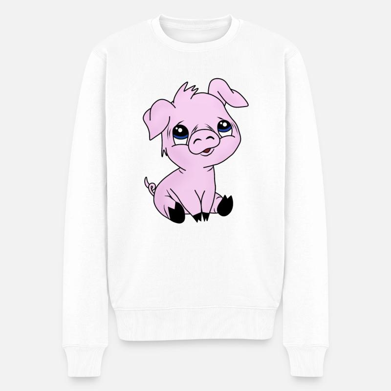 Schwein - Männer Premium Bio Pullover - Weiß