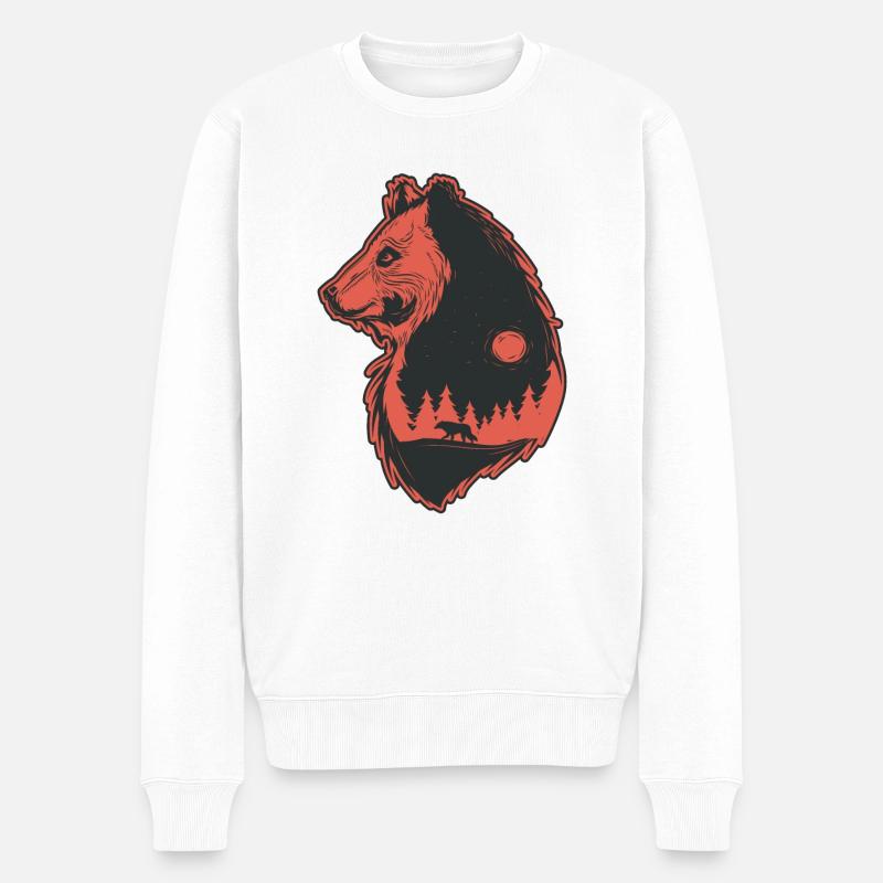 Bär Natur - Männer Premium Bio Pullover - Weiß