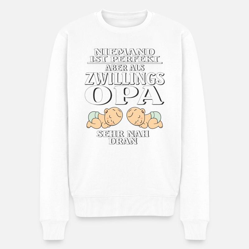 ZWILLINGS OPA - Männer Premium Bio Pullover - Weiß