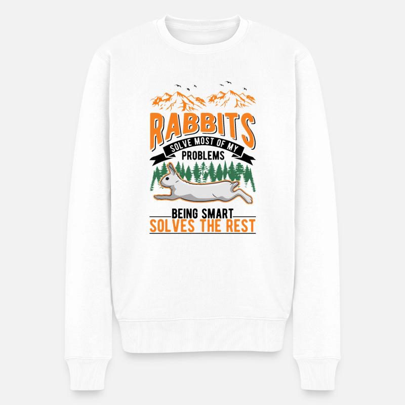 Rabbit Rabbit Rabbit Rabbit - Men's Premium Organic Jumper - white