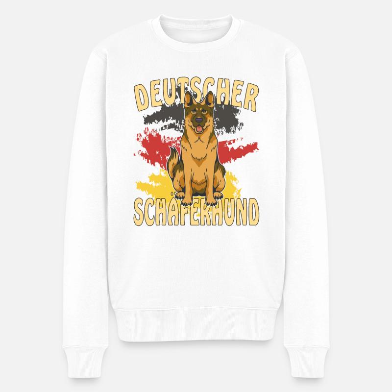 DEUTSCHER SCHÄFERHUND - Männer Premium Bio Pullover - Weiß