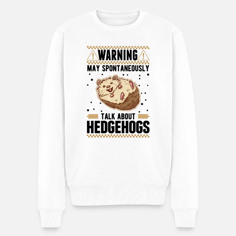 Warnung Igel Stacheligel - Männer Premium Bio Pullover - Weiß