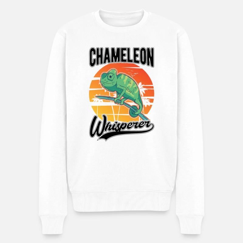 Chamäleon Flüsterer Chameleon Whisperer - Männer Premium Bio Pullover - Weiß