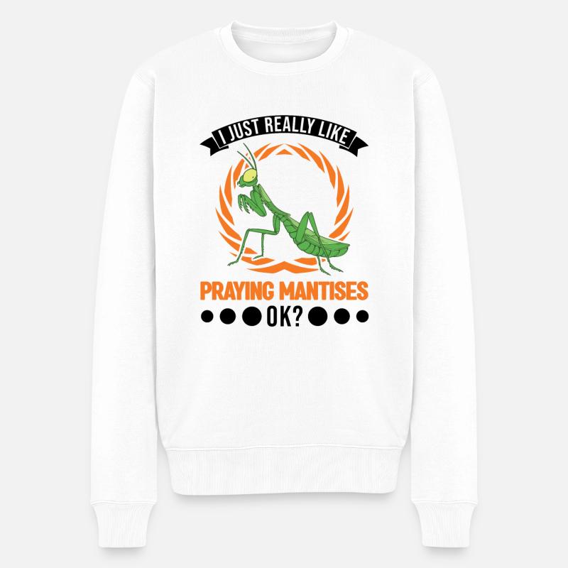 Gottesanbeterin Geschenk Mantis Fangschrecke - Männer Premium Bio Pullover - Weiß