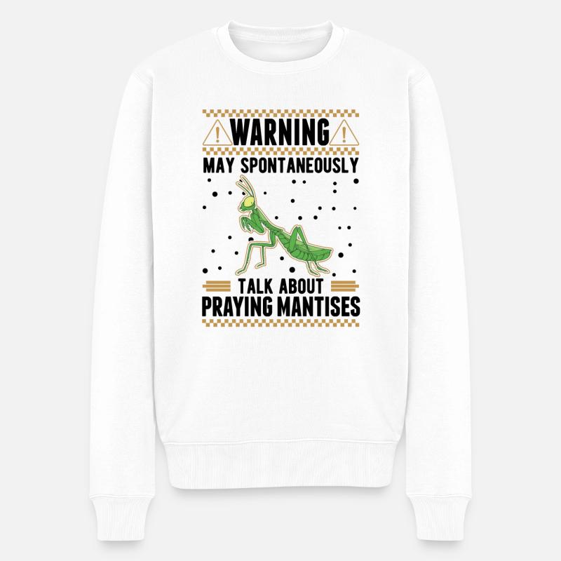 Gottesanbeterin Mantis Fangschrecke - Männer Premium Bio Pullover - Weiß