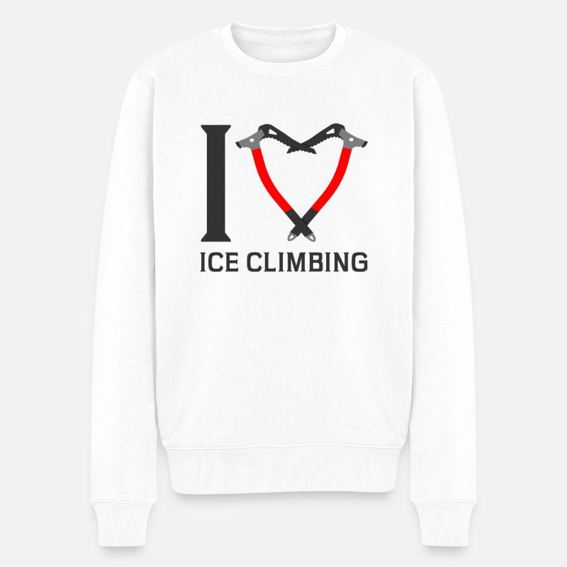 Ich Liebe Eisklettern Eiskletterer Eispickel - Männer Premium Bio Pullover - Weiß