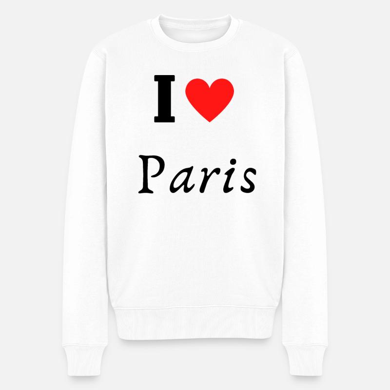 I love Paris - Männer Premium Bio Pullover - Weiß