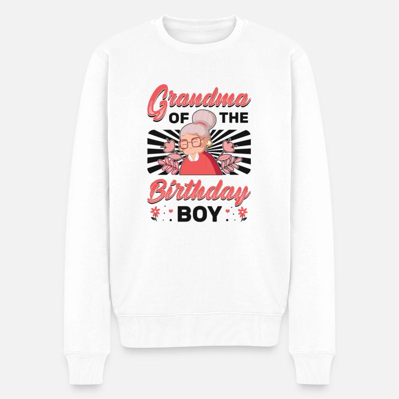 Grand-mère de l’enfant d’anniversaire - Pull Premium bio Homme - blanc
