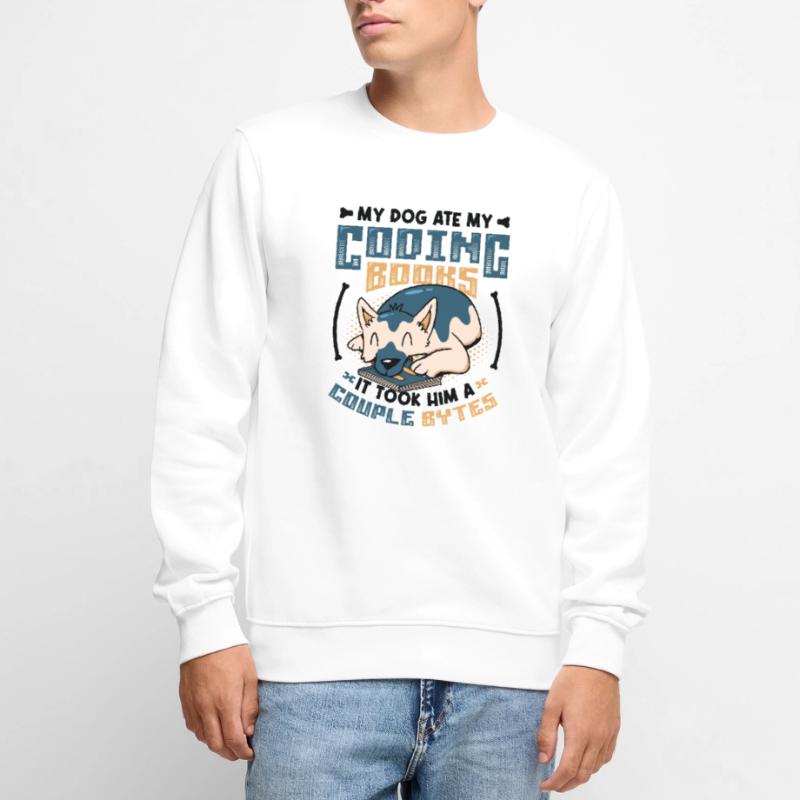 Dog Bytes Code Computer Joke Programming Men's Premium Organic Jumper