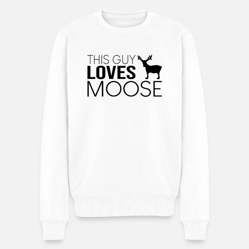 This guy likes moose - Men's Premium Organic Jumper - white