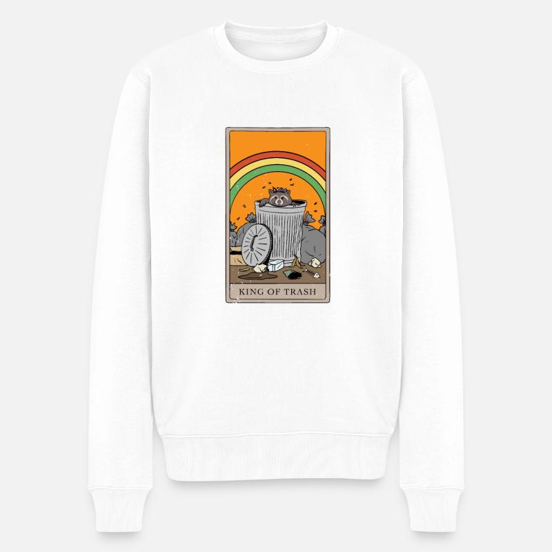 Waschbär König Tarotkarte - Männer Premium Bio Pullover - Weiß