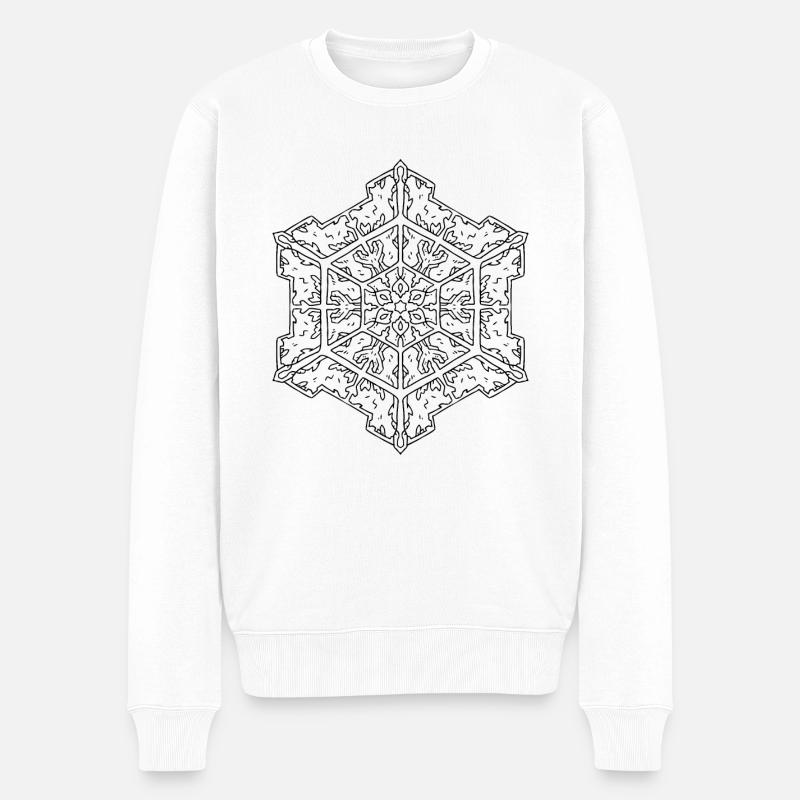 Schneeflocke Mandala - Männer Premium Bio Pullover - Weiß