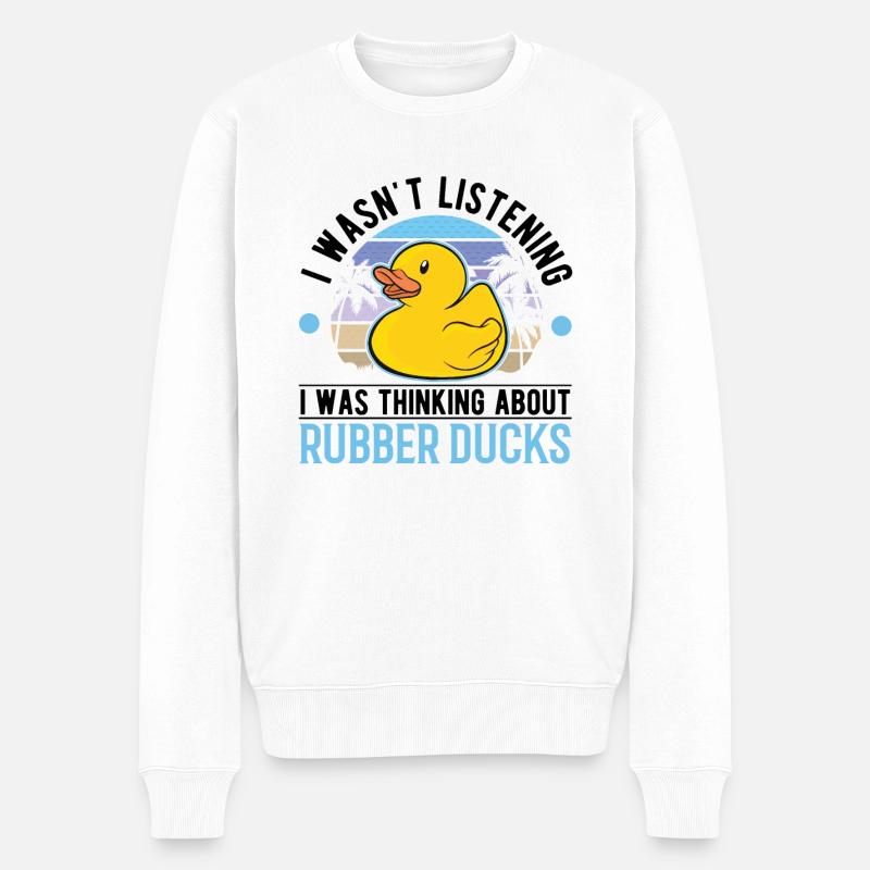 Gummiente Quietscheente Badeente - Männer Premium Bio Pullover - Weiß