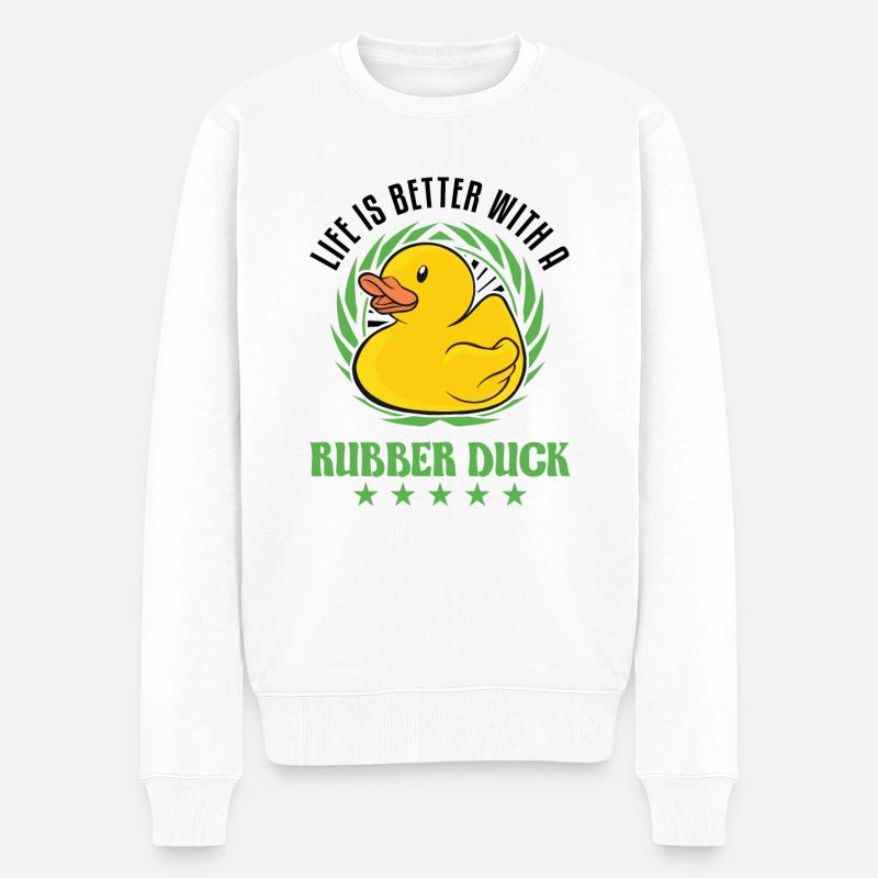 Life is better with a Rubber Duck Gummiente - Männer Premium Bio Pullover - Weiß