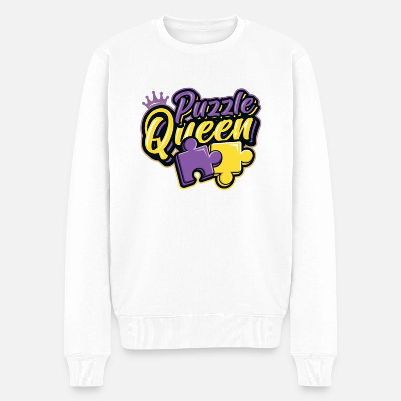 Puzzle Queen Puzzlespiel - Männer Premium Bio Pullover - Weiß