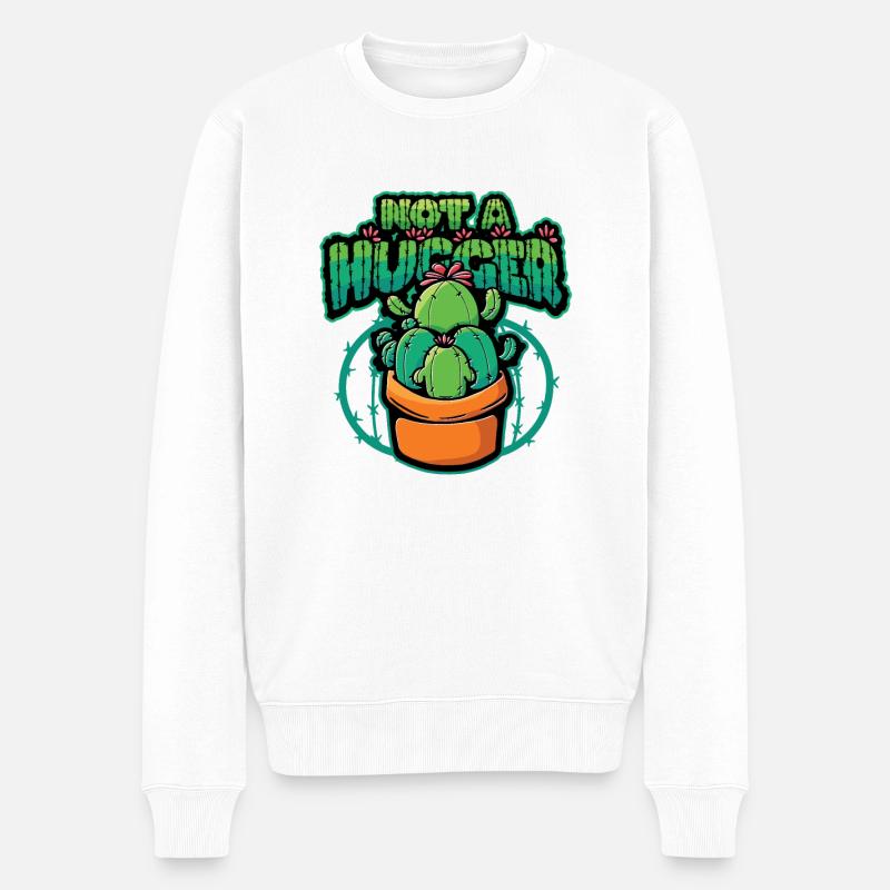 Kein Umarmungskaktus - Männer Premium Bio Pullover - Weiß