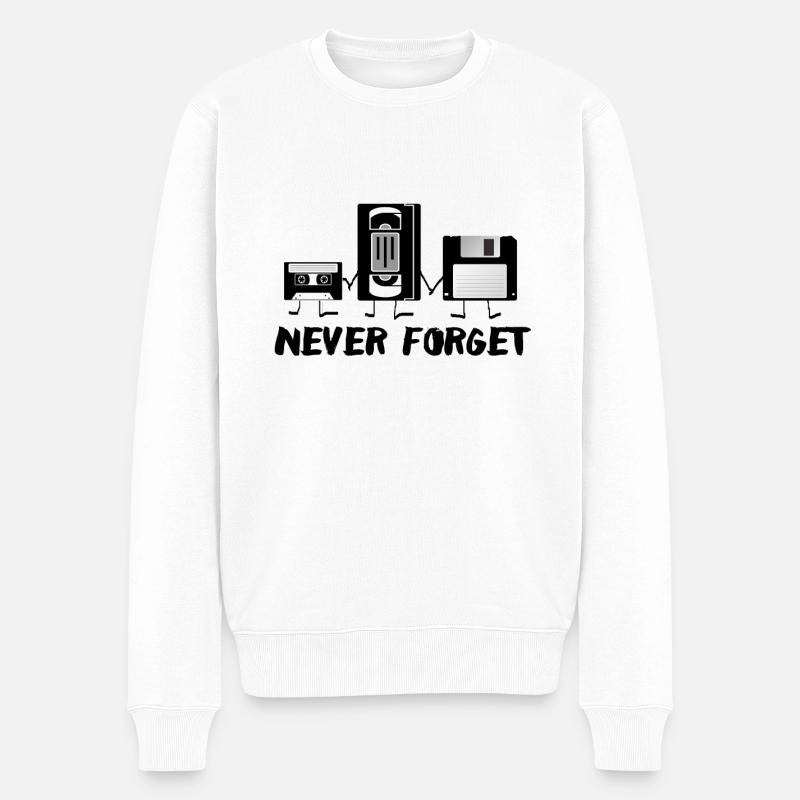 Never Forget - Musikkassette VHS Diskette - Männer Premium Bio Pullover - Weiß