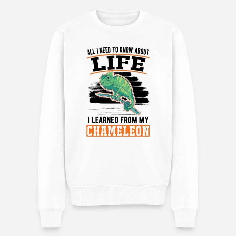 Chamäleon GeschenkChameleon - Männer Premium Bio Pullover - Weiß