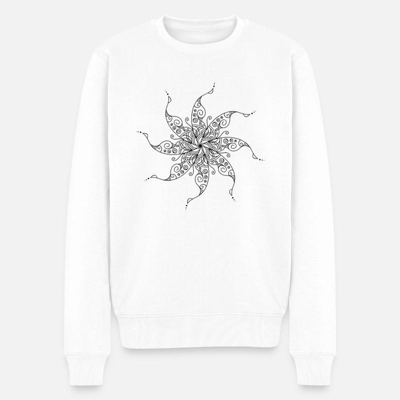 Rotierendes Mandala - Männer Premium Bio Pullover - Weiß