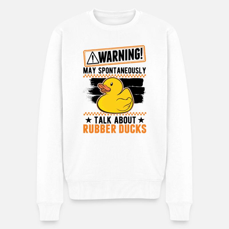 May spontaneously talk about Rubber Ducks - Männer Premium Bio Pullover - Weiß