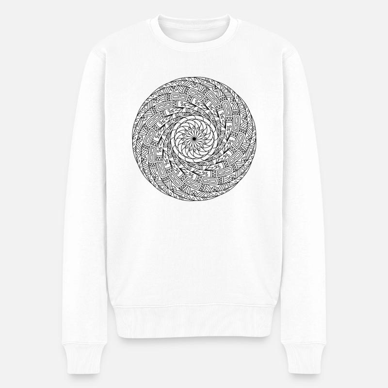 Mandala rotatif - Pull Premium bio Homme - blanc