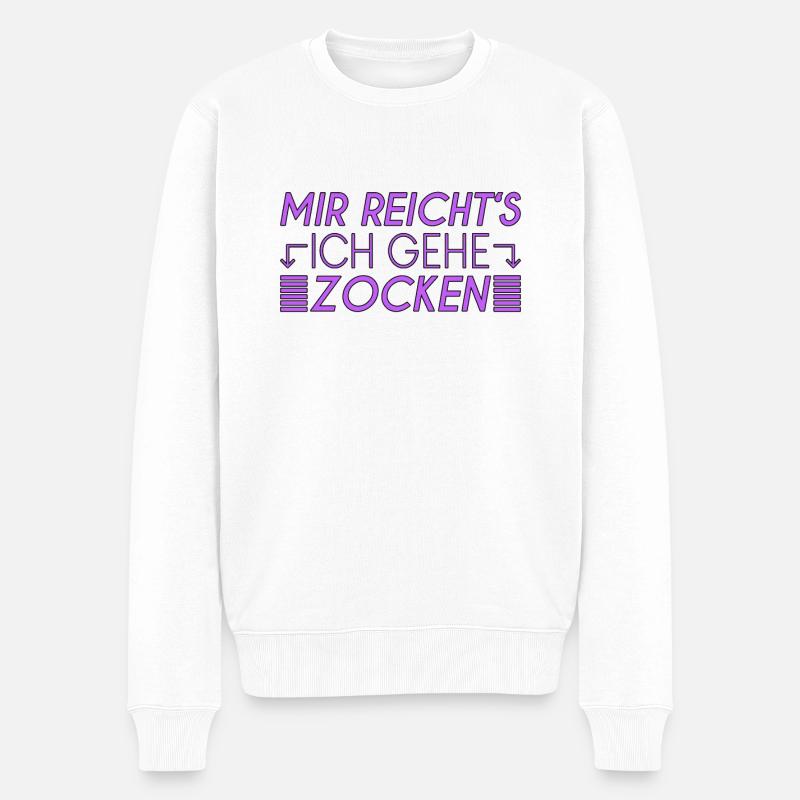Zocken Spruch - Männer Premium Bio Pullover - Weiß