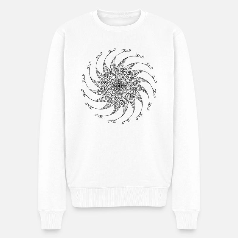 Mandala rotatif - Pull Premium bio Homme - blanc