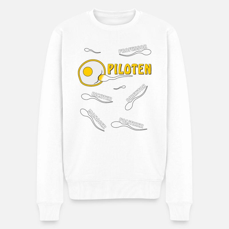 PILOTEN - Männer Premium Bio Pullover - Weiß