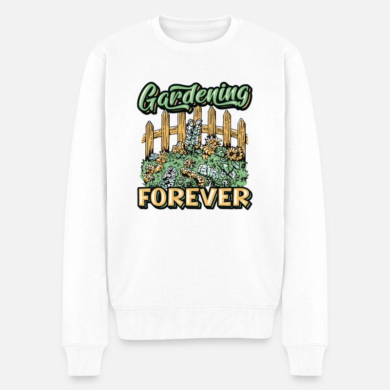 Gartenarbeit, Forever Gardener. - Männer Premium Bio Pullover - Weiß