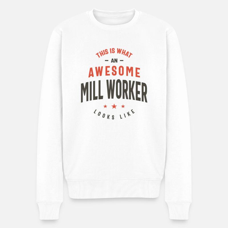 Drôle génial Travailleur d’usine Occupation - Pull Premium bio Homme - blanc