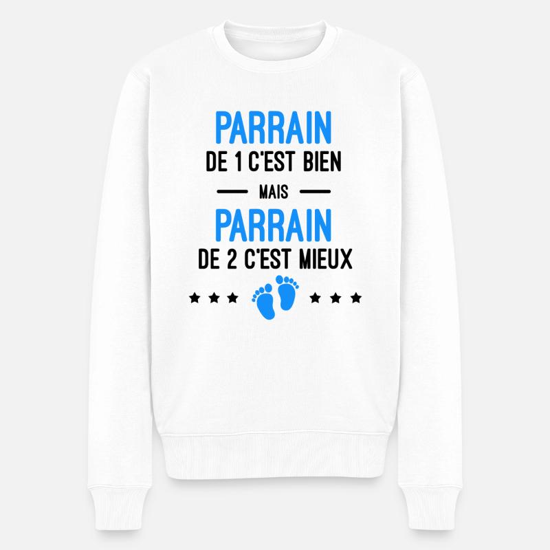cadeau naissance jumeaux Parrain - Pull Premium bio Homme - blanc
