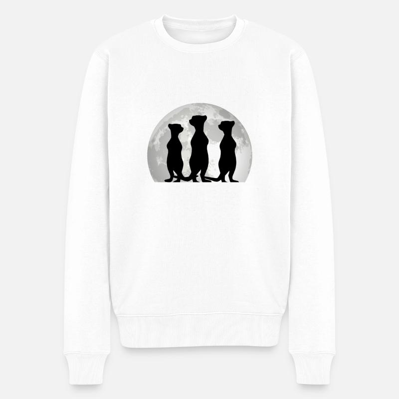Erdmännchen Mond Meerkat - Männer Premium Bio Pullover - Weiß
