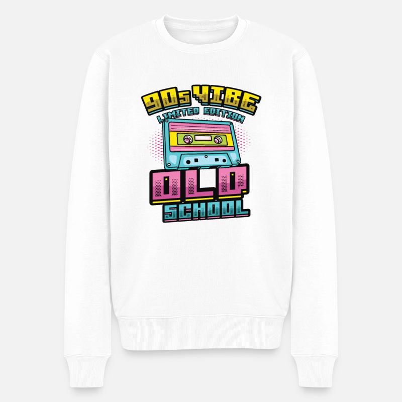 90s Vibe Limited Edition Old School 90s Party - Männer Premium Bio Pullover - Weiß