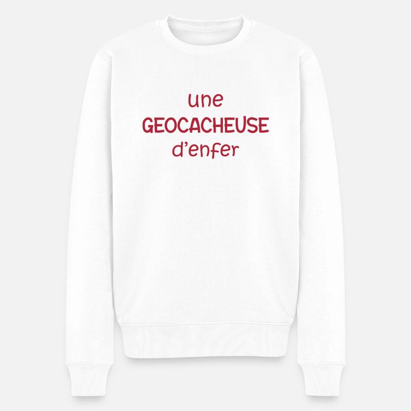 Geocaching , Geocacher , Boussole , Orientation - Pull Premium bio Homme - blanc