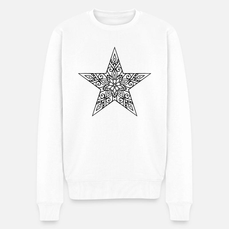 Stern Mandala - Männer Premium Bio Pullover - Weiß