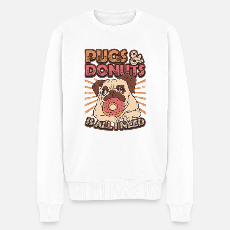 Mops Donut Lover - Männer Premium Bio Pullover - Weiß