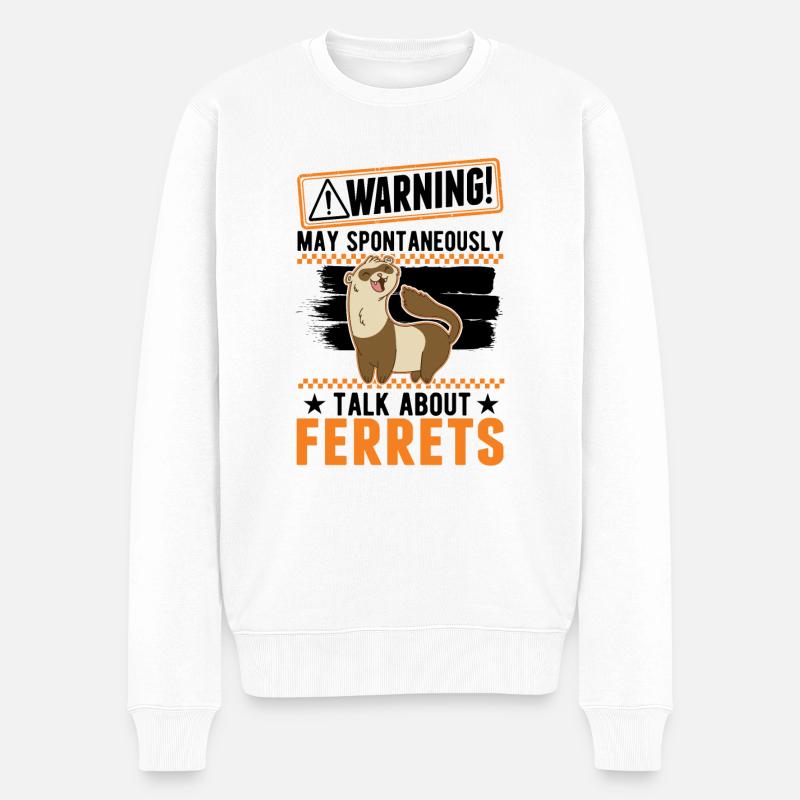 Warnung Frettchen Ferret Geschenk - Männer Premium Bio Pullover - Weiß