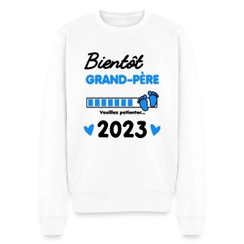 Bientôt grand-père 2023 cadeau naissance - Pull Premium bio Homme - blanc - Devant - Thijin (182cm)