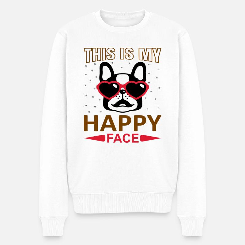 Happy Face - Männer Premium Bio Pullover - Weiß