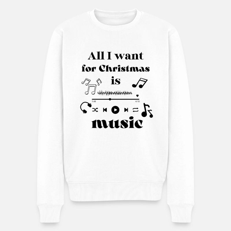 All I want for Christmas is music - Männer Premium Bio Pullover - Weiß