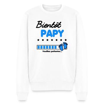 Bientôt Papy cadeau naissance - Pull Premium bio Homme - blanc - Devant - Thijin (182cm)