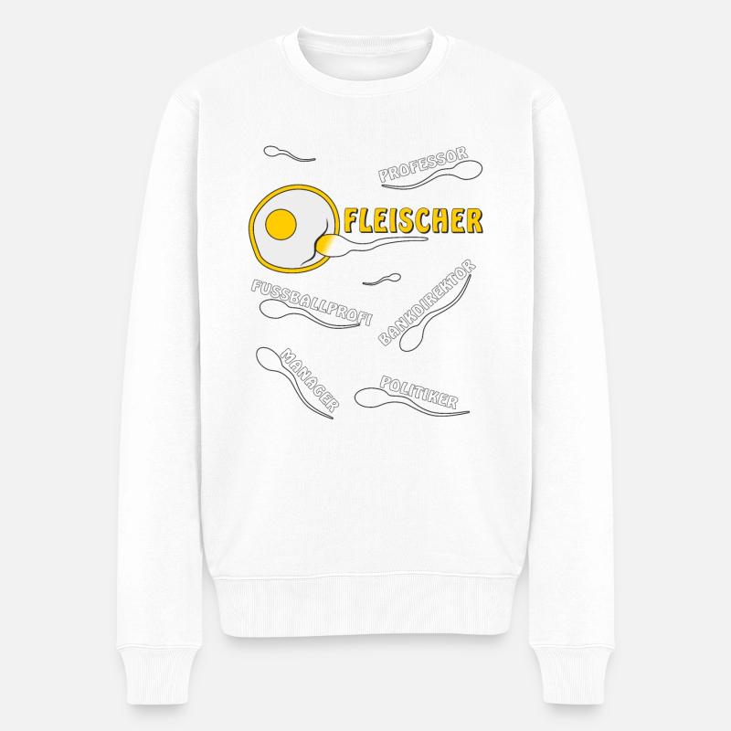 FLEISCHER - Männer Premium Bio Pullover - Weiß